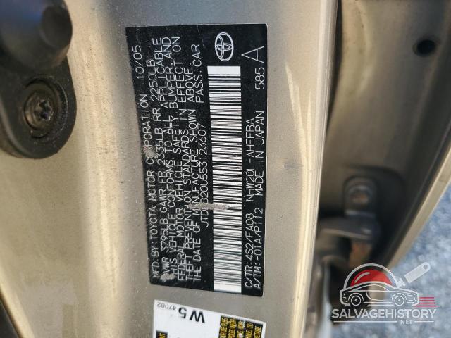 JTDKB20U553123607 2005 TOYOTA PRIUS photo no. 12