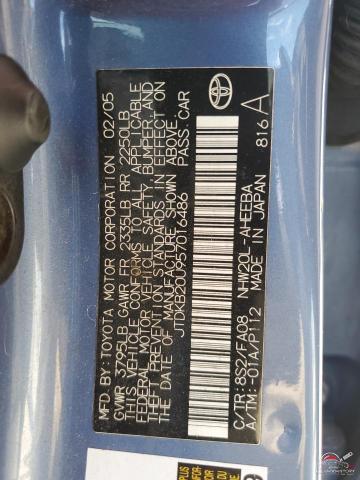 JTDKB20U957016486 2005 TOYOTA PRIUS photo no. 12