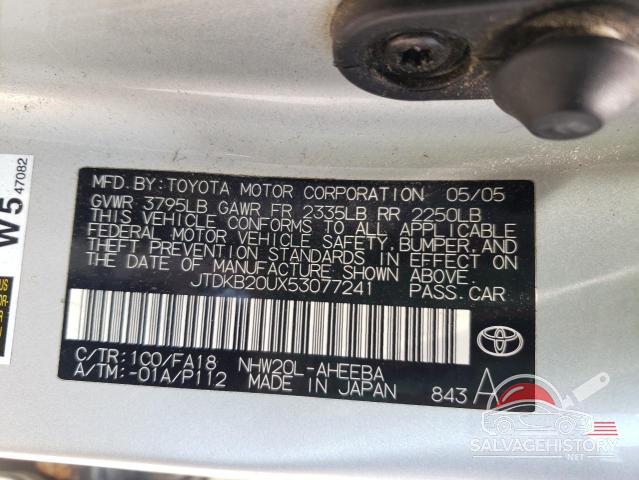 JTDKB20UX53077241 2005 TOYOTA PRIUS photo no. 12