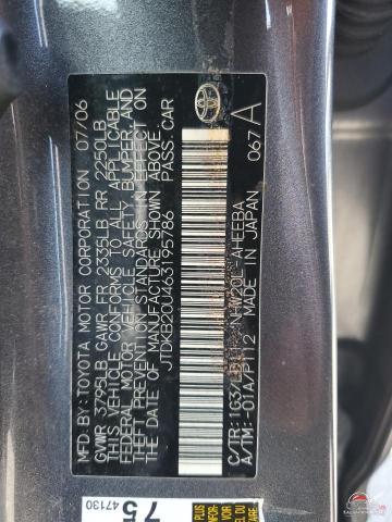 JTDKB20U463195786 2006 TOYOTA PRIUS photo no. 12