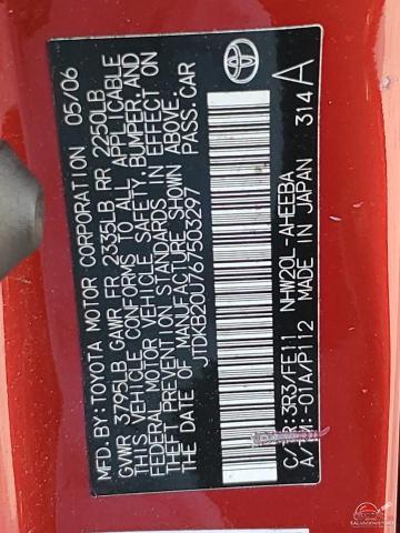 JTDKB20U767503297 2006 TOYOTA PRIUS photo no. 12