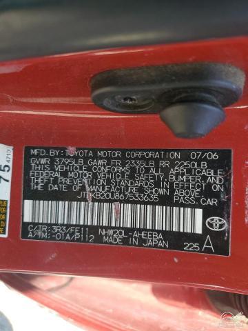 JTDKB20U867533635 2006 TOYOTA PRIUS photo no. 12
