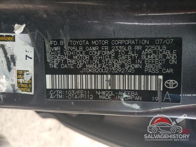 JTDKB20U273292745 2007 TOYOTA PRIUS photo no. 12