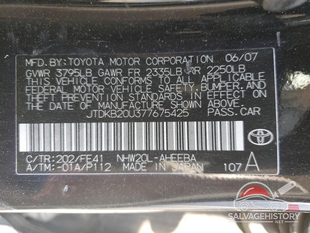 JTDKB20U377675425 2007 TOYOTA PRIUS photo no. 12