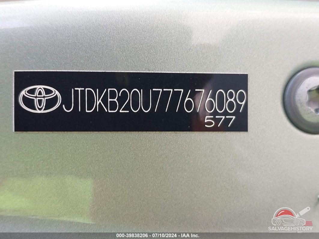 JTDKB20U777676089 2007 TOYOTA PRIUS photo no. 9