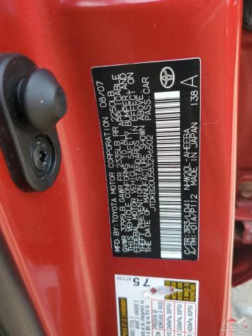 JTDKB20U583296502 2008 TOYOTA PRIUS photo no. 12