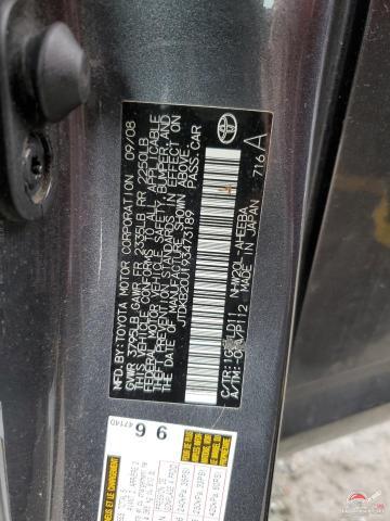 JTDKB20U193473189 2009 TOYOTA PRIUS photo no. 13