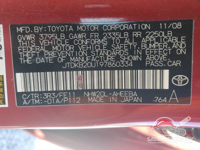 JTDKB20U197860334 2009 TOYOTA PRIUS photo no. 12