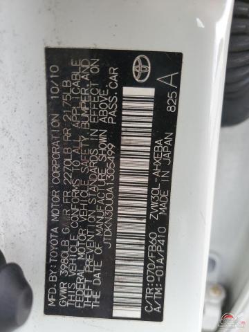 JTDKN3DU0A1305499 2010 TOYOTA PRIUS photo no. 12