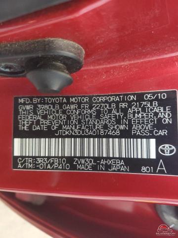 JTDKN3DU3A0187468 2010 TOYOTA PRIUS photo no. 12
