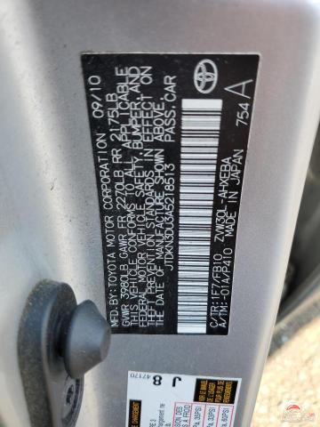 JTDKN3DU3A5218513 2010 TOYOTA PRIUS photo no. 12