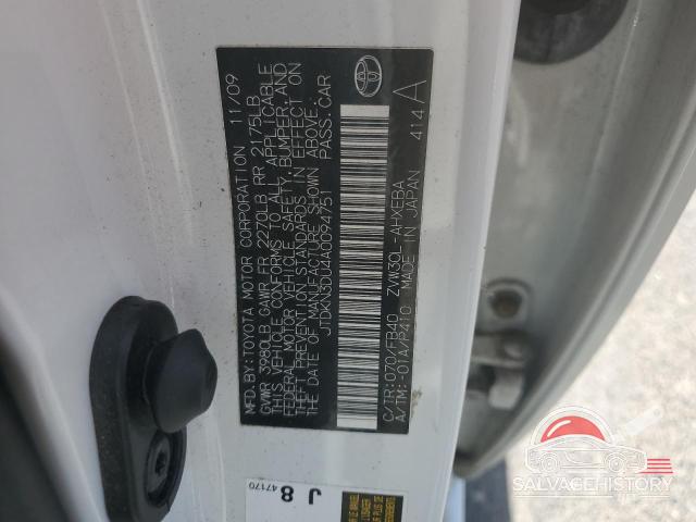 JTDKN3DU4A0094751 2010 TOYOTA PRIUS photo no. 12
