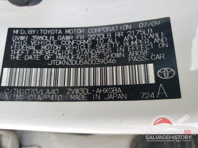 JTDKN3DU5A0039046 2010 TOYOTA PRIUS photo no. 12