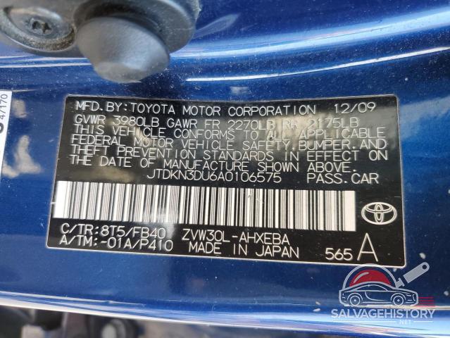 JTDKN3DU6A0106575 2010 TOYOTA PRIUS photo no. 12