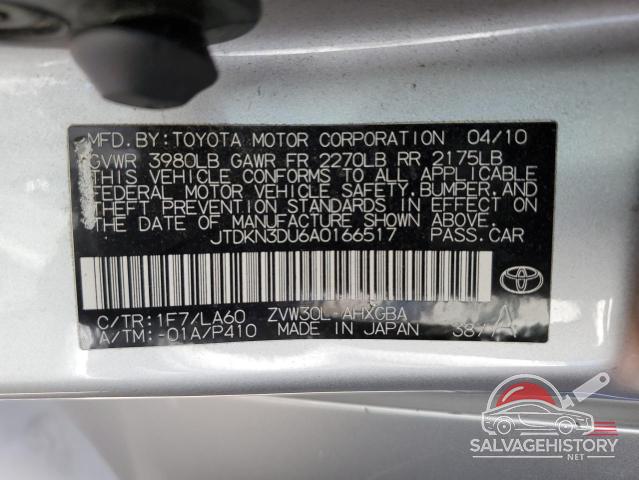 JTDKN3DU6A0166517 2010 TOYOTA PRIUS photo no. 12