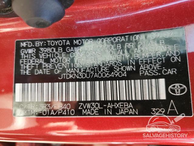 JTDKN3DU7A0064904 2010 TOYOTA PRIUS photo no. 12