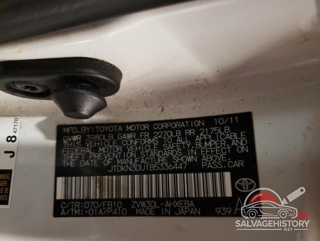 JTDKN3DU1B5336447 2011 TOYOTA PRIUS photo no. 12