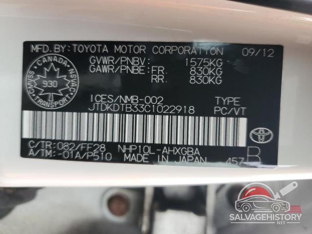 JTDKDTB33C1022918 2012 TOYOTA PRIUS photo no. 12