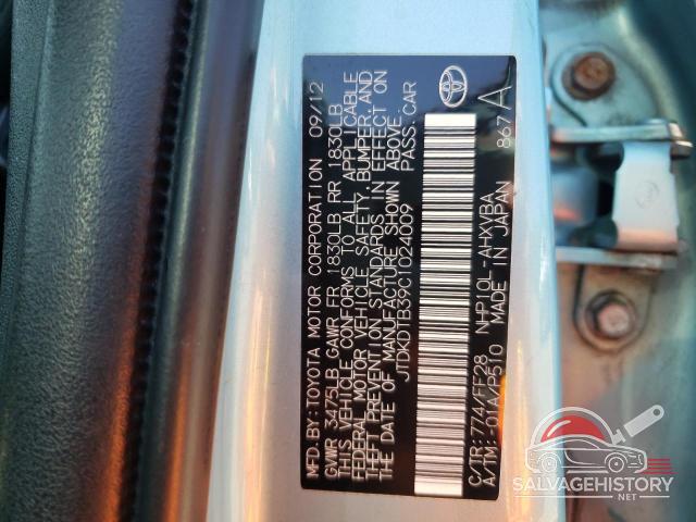 JTDKDTB39C1024009 2012 TOYOTA PRIUS photo no. 12