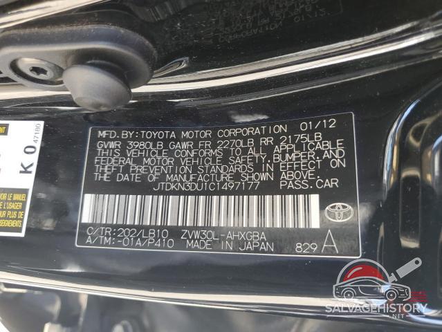 JTDKN3DU1C1497177 2012 TOYOTA PRIUS photo no. 12