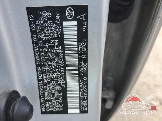 JTDKN3DU1C5469498 2012 TOYOTA PRIUS photo no. 12