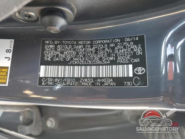 JTDKN3DU3E0386364 2014 TOYOTA PRIUS photo no. 13