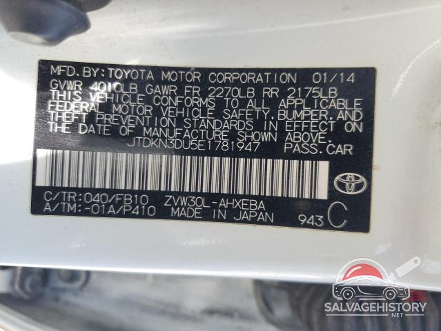 JTDKN3DU5E1781947 2014 TOYOTA PRIUS photo no. 12
