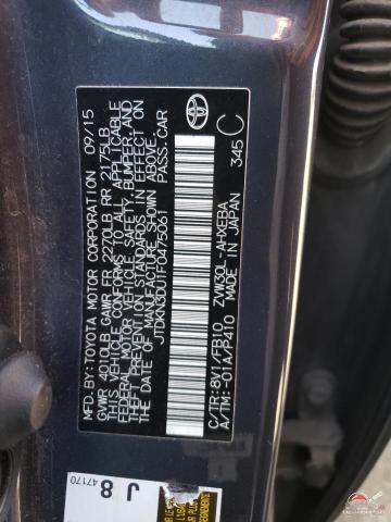 JTDKN3DU1F0475061 2015 TOYOTA PRIUS photo no. 12