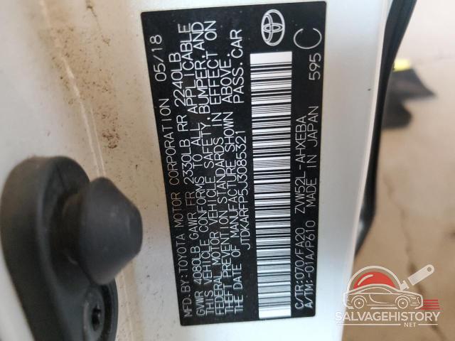 JTDKARFP5J3085321 2018 TOYOTA PRIUS photo no. 12