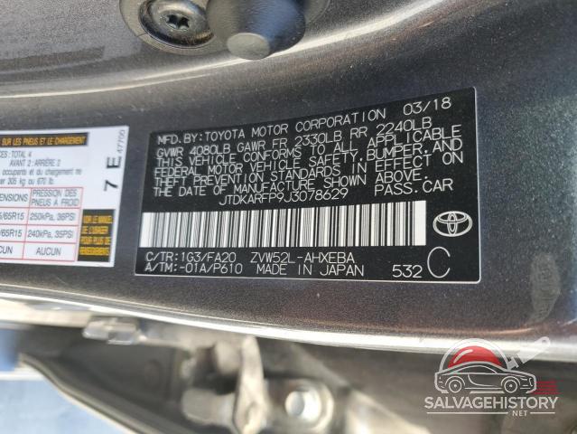 JTDKARFP9J3078629 2018 TOYOTA PRIUS photo no. 12