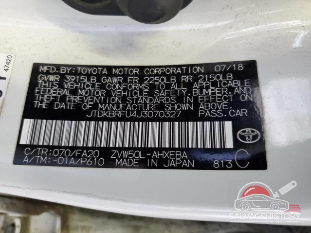JTDKBRFU4J3070327 2018 TOYOTA PRIUS photo no. 13