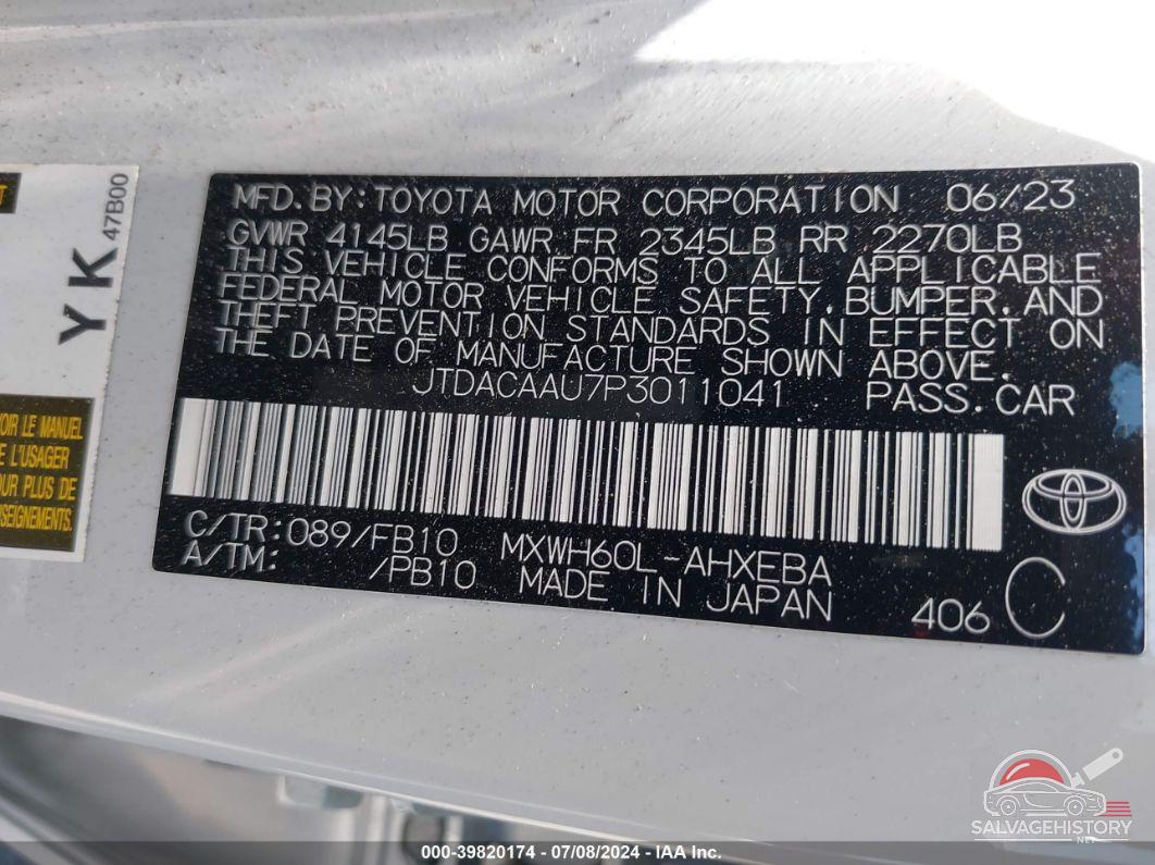 JTDACAAU7P3011041 2023 TOYOTA PRIUS photo no. 9