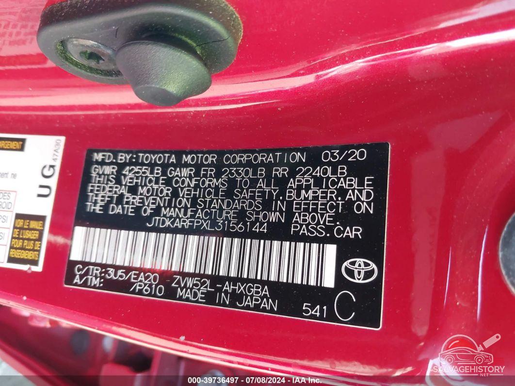 JTDKARFPXL3156144 2020 TOYOTA PRIUS PRIME photo no. 9