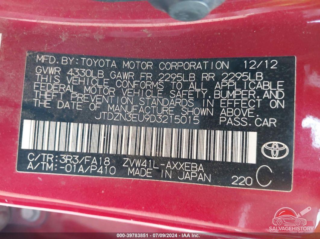 JTDZN3EU9D3215015 2013 TOYOTA PRIUS V photo no. 9