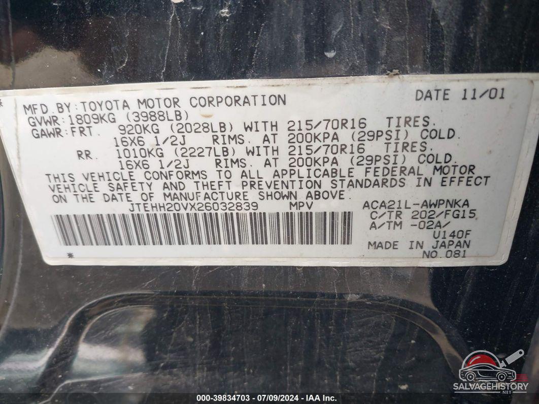 JTEHH20VX26032839 2002 TOYOTA RAV4 photo no. 9