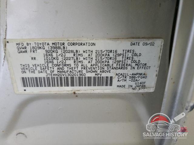 JTEHH20V130201960 2003 TOYOTA RAV4 photo no. 13