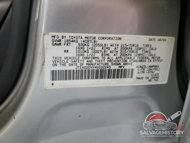 JTEHD20VX46022245 2004 TOYOTA RAV4 photo no. 13