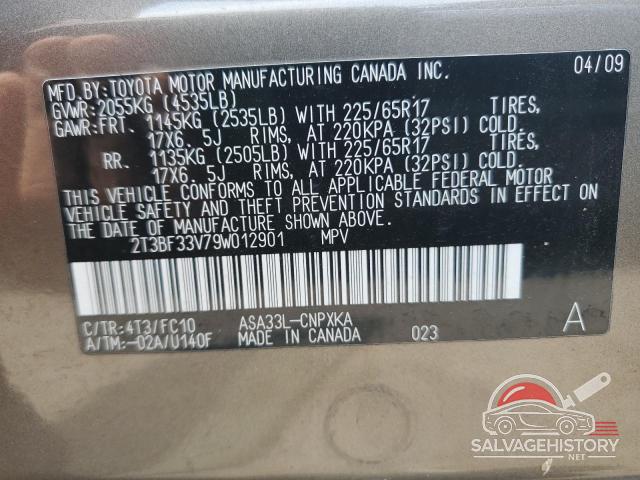 2T3BF33V79W012901 2009 TOYOTA RAV4 photo no. 13