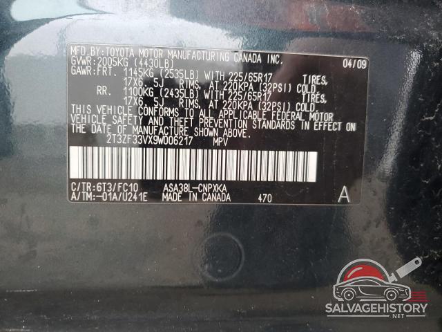 2T3ZF33VX9W006217 2009 TOYOTA RAV4 photo no. 12