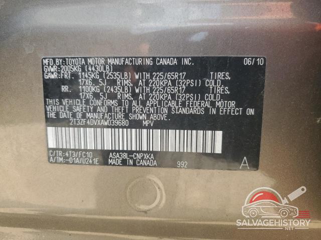 2T3ZF4DVXAW039680 2010 TOYOTA RAV4 photo no. 13