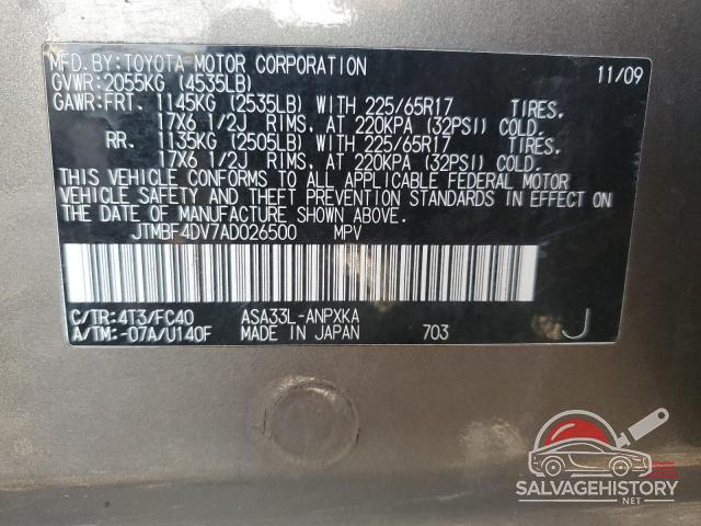 JTMBF4DV7AD026500 2010 TOYOTA RAV4 photo no. 13