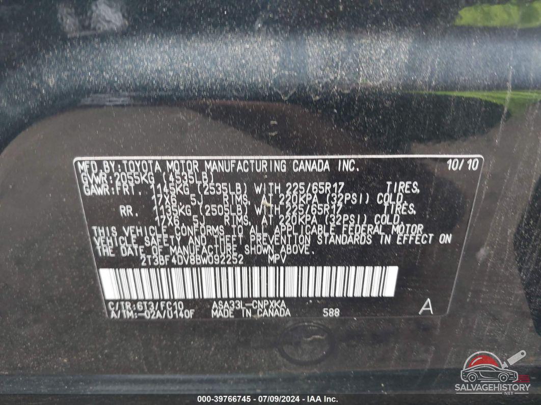 2T3BF4DV8BW092252 2011 TOYOTA RAV4 photo no. 9