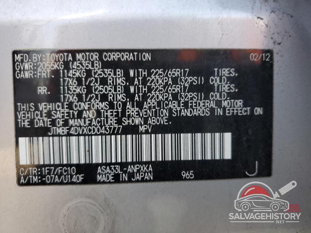 JTMBF4DVXCD043777 2012 TOYOTA RAV4 photo no. 13