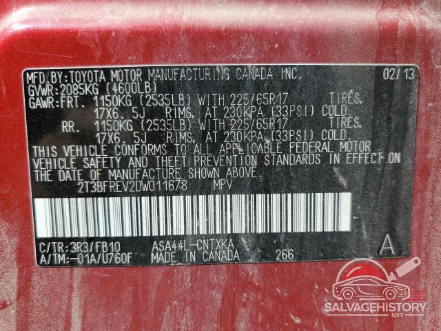 2T3BFREV2DW011678 2013 TOYOTA RAV4 photo no. 14