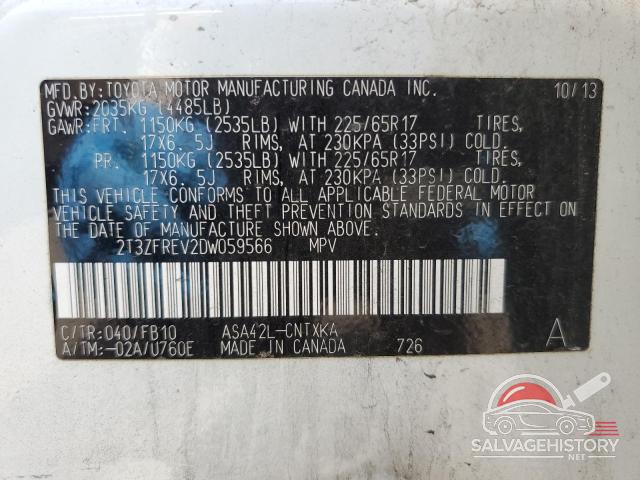2T3ZFREV2DW059566 2013 TOYOTA RAV4 photo no. 12