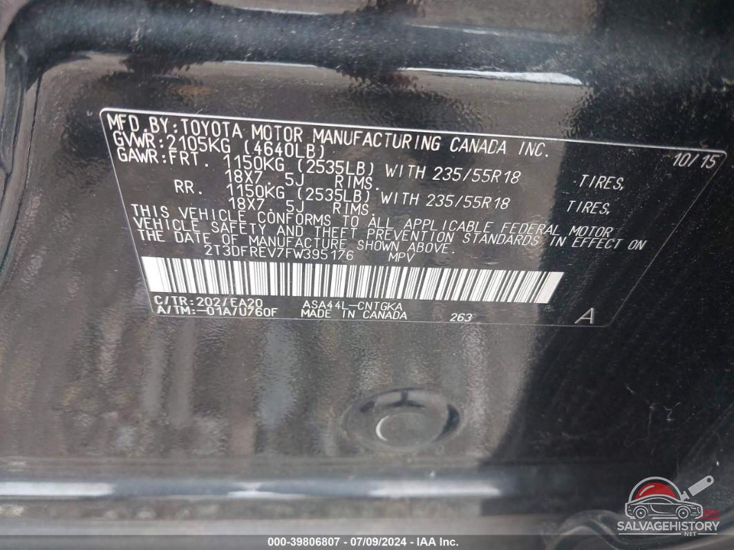 2T3DFREV7FW395176 2015 TOYOTA RAV4 photo no. 9