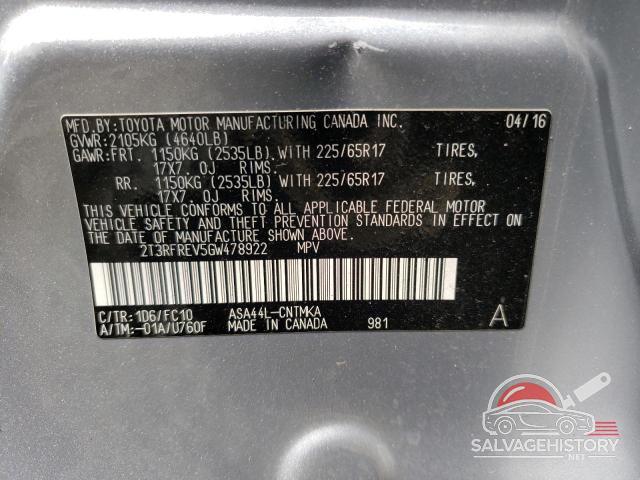 2T3RFREV5GW478922 2016 TOYOTA RAV4 photo no. 13