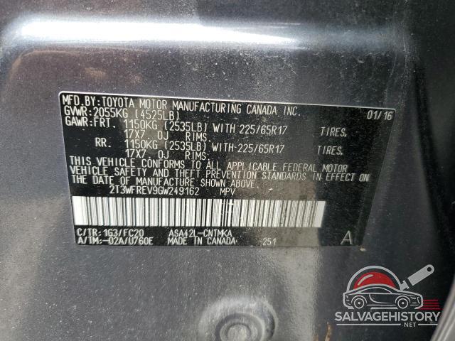2T3WFREV9GW249162 2016 TOYOTA RAV4 photo no. 13