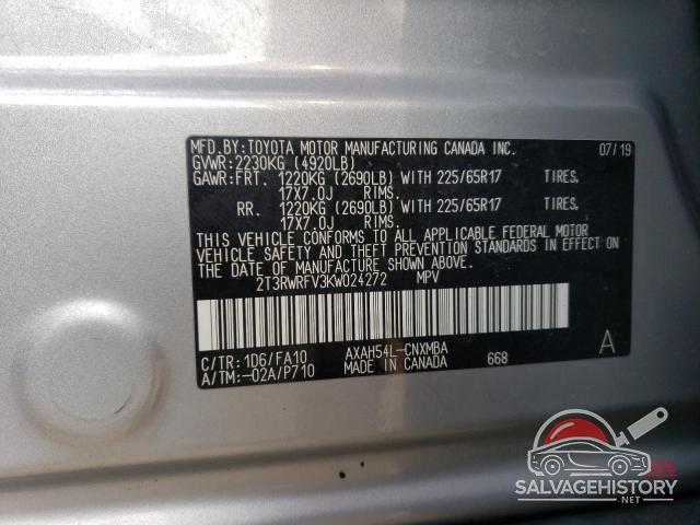2T3RWRFV3KW024272 2019 TOYOTA RAV4 photo no. 13