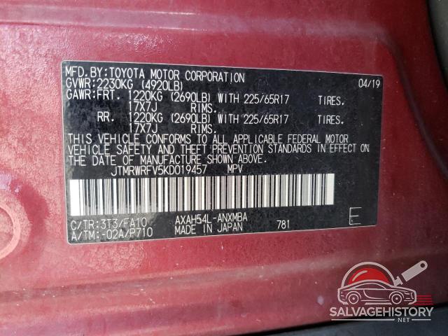 JTMRWRFV5KD019457 2019 TOYOTA RAV4 photo no. 12